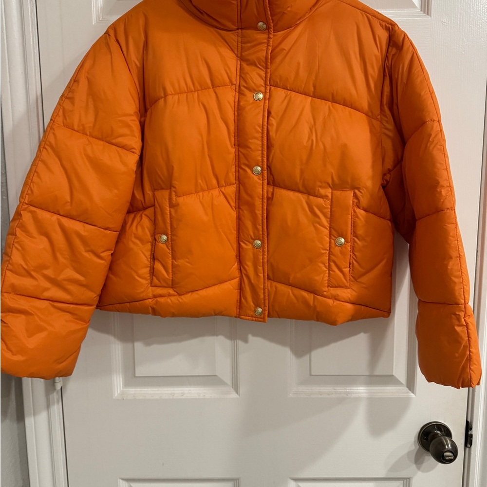 NWOT J Crew Limited Cropped Puffer Jacket - Orange 🍊